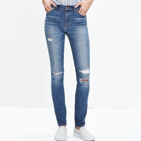 Madewell 9" High-Rise Skinny Jeans:‎ Rip and Repair Edition Size 28 - Picture 1 of 13